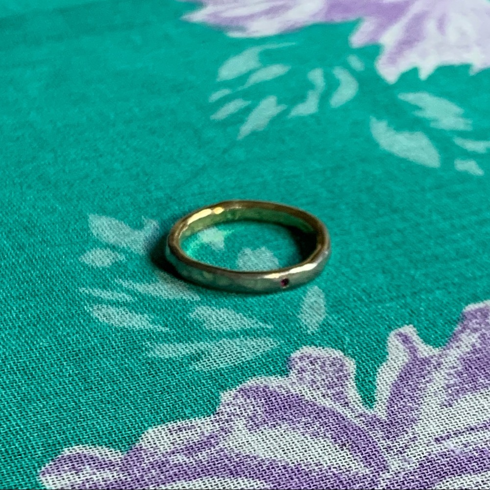 Gold plated sterling silver and ruby ring